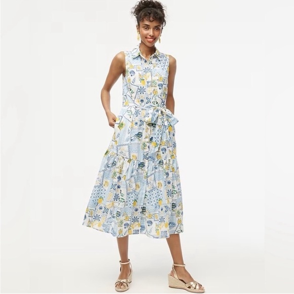 NWT J Crew Factory Collared Lemon Italy Midi Dress 6 SOLD OUT - Picture 1 of 6